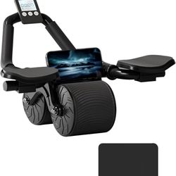 Ab Roller Wheel with Elbow Support, Automatic Rebound Abdominal Wheel,Ab Roller for Abdominal Exercise Machine,Abs Workout Equipment,Trainer Fitness B