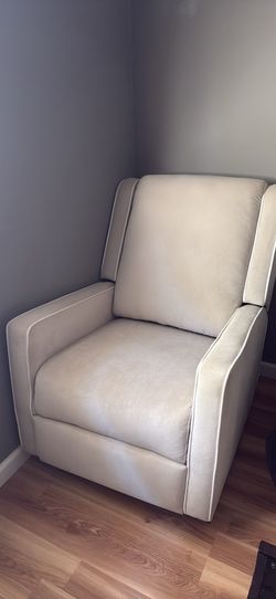 Cream Upholstered Recliner/Glider