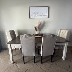 Dining Table - 4 Chairs & 1 Bench 