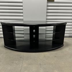 Curved Glass TV Stand / Media Console – Black (Heavy Duty)