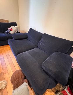 Blue, goose couches, large and comfortable