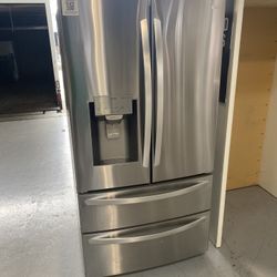 Stainless Steel 22 Cu. Ft. Smart Counter Depth Double Freezer Refrigerator 