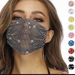 2pcs Drill fashion face mask 