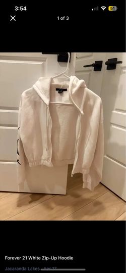Forever 21 White Zip Up hoodie