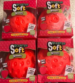4 Scented Soft Strawberry Jumbo Squishies