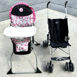  Chicco Ct 0.6 Lightweight Stroller & Disney Baby Minnie Mouse Simple Fold Plus High Chair 