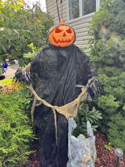 Halloween Pumpkin Head Scarecrow Yard Decoration