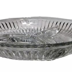 Vintage KIG Indonesia Clear 3-section Relish/Candy Glass Bowl/Tray/Plate