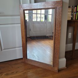 Antique Oak Framed Mirror