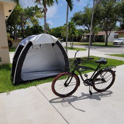 Bike Cover Storage Tent Heavy Duty Storage Tent Durable Polyester Waterproof Anti-Dust Portable Foldable Outdoor Tools Storage Shed（ Black