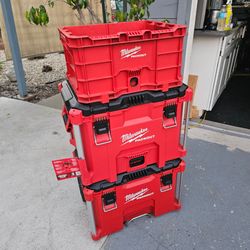 Milwaukee Packout 3-Piece Rolling Tool Box Set, excellent condition, price is firm, wheels not included