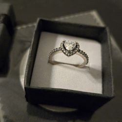 Size 5 PANDORA  Sterling Silver Heart Ring