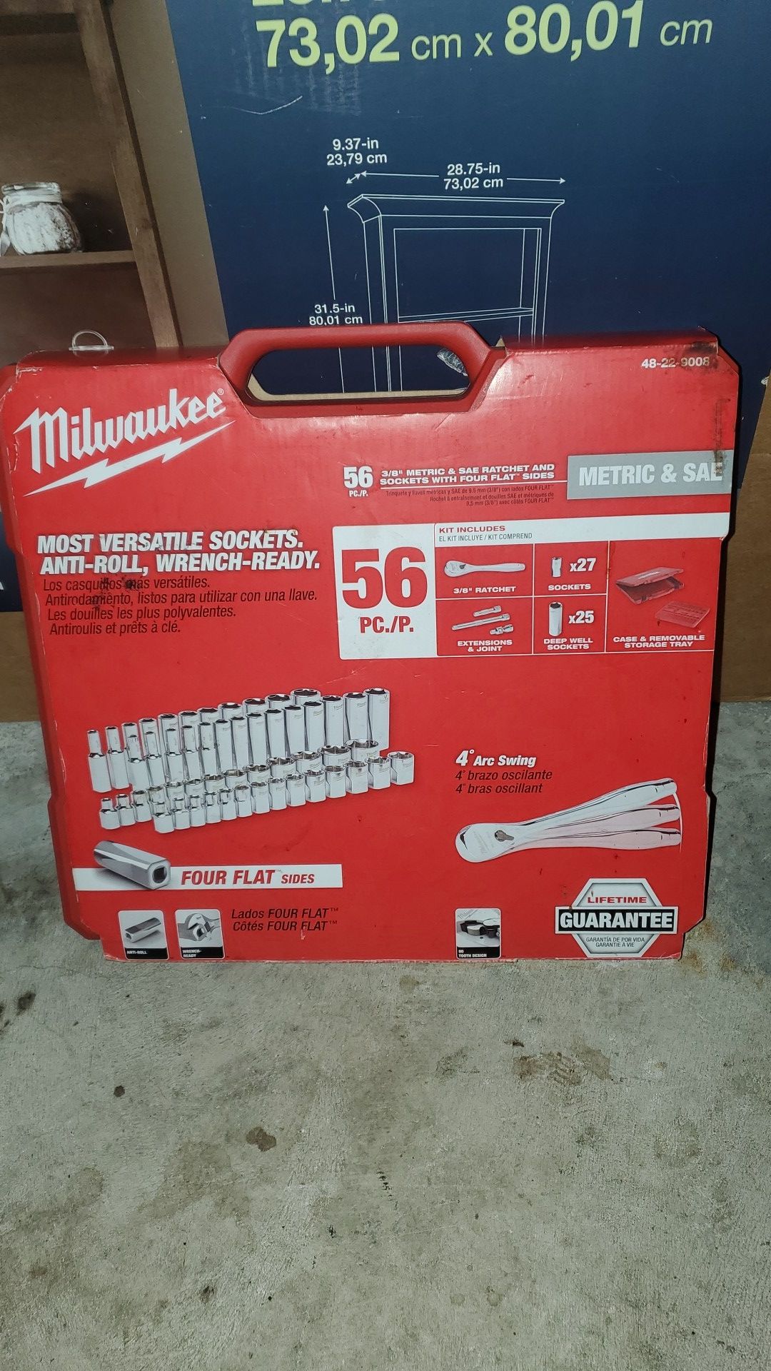 Milwaukee 56 piece brand new in box 3/8 metric and sae ratchet and socket set