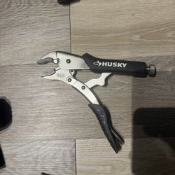 Husky 7” Curved Jaw Locking Pliers with Rubber Grip