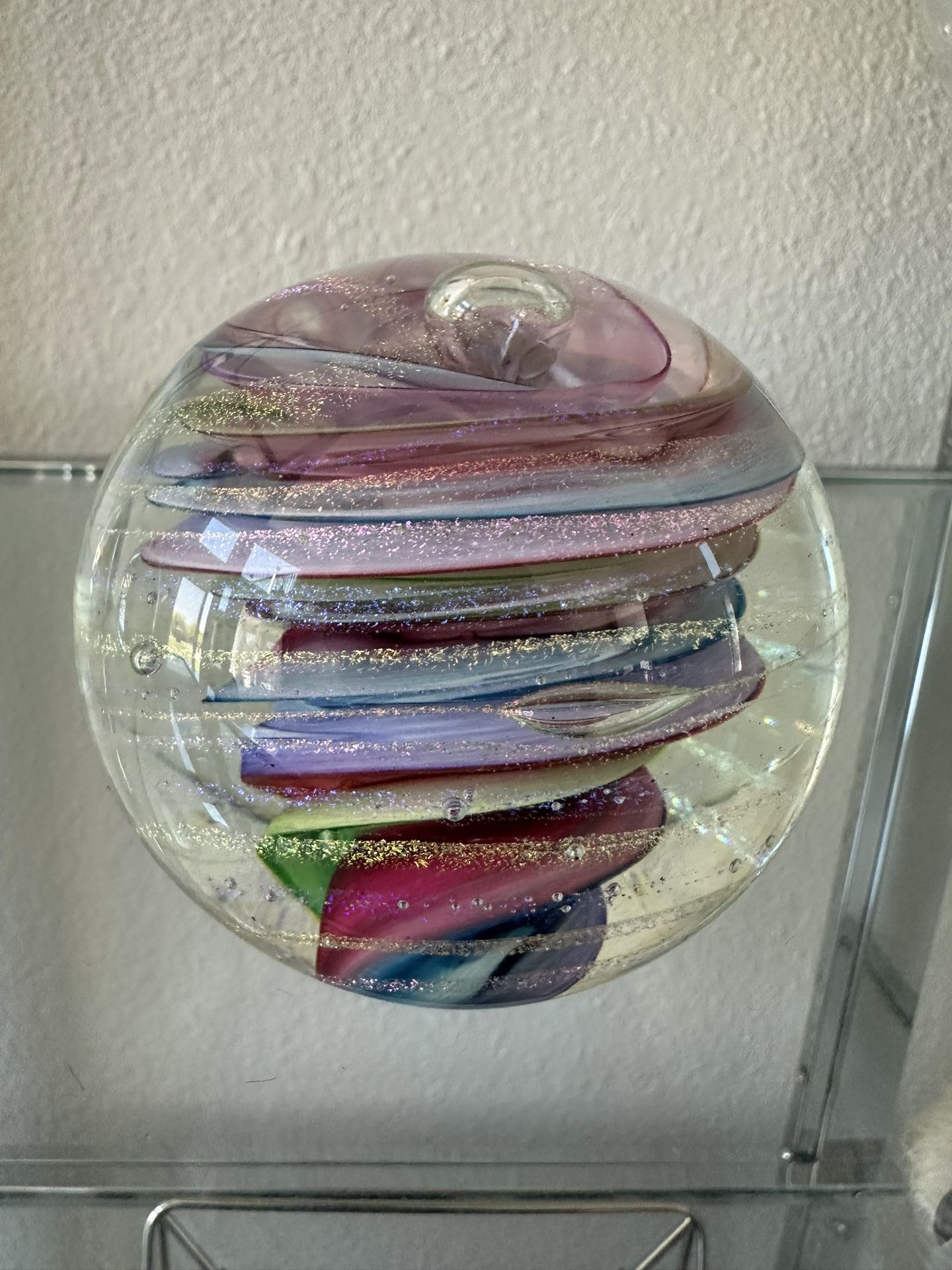 Multicolor Swirl Shaped Glass Paperweight