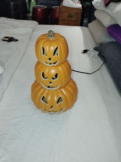 Stacked Jack-O-Lantern Halloween Blow Mold Light