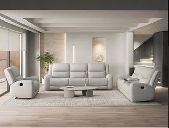 Sofa and Loveseat Manual Recliners Beige Fabric, New Especial price