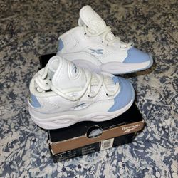 Reebok Question (Allen Iverson’s) Mid "White/Blue/Yellow" Toddler Kids' Basketball Shoe