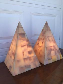 Pair of Onyx Pyramid Table Lamps