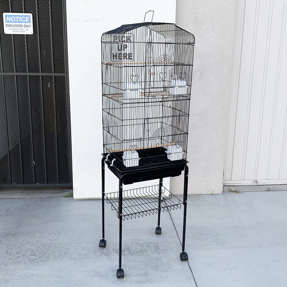 New $60 Small to Medium Bird Cage 60” Tall Parrot Parakeet Cockatiel Bird Cage 18x14x60” Rolling Stand