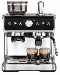 EUHOMY Espresso Machine with Grinder, 20 Bar Professional Espresso Coffee Maker for Home,with Milk Frother for Latte, Cappuccino & Barista-Style
