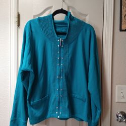 Women's Green Jacket With Hoodie. Size XL