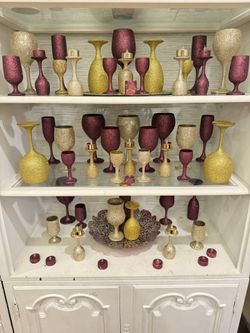 Set Of Decorative Glitter Candle Holder Decor