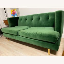 CB2 GREEN VELVET SOFA