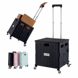 Folding Utility Cart Portable Rolling Crate Handcart Shopping Trolley Collapsible Tool Box