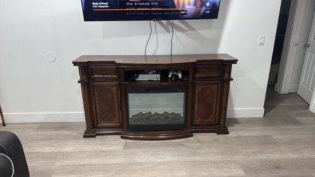 72-inch Media Electric Fireplace Console in a beautiful Cherry Wood finish