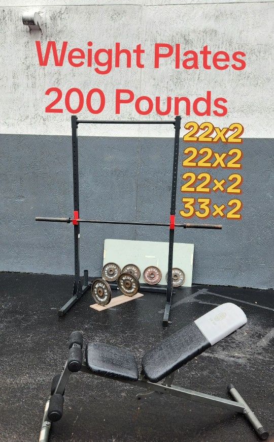 ‼️200 Weight Plates Pounds + Pull Up Tower+Bar+Bench
Delivery for extra