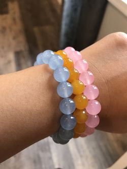 3x Natural Jade Gemstone stretchable Bracelet brand new