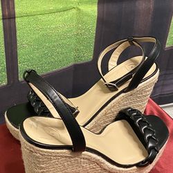 Black Wedge Sandals