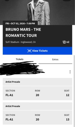 Floor Bruno Mars Tickets