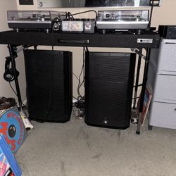 Complete DJ system EV Speakers, Turntables, Mixer, Cd Recorder & Player, Table, Mic Headphones used as hobby at home, like new. 