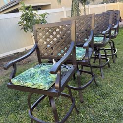 set of 4 heavy cast aluminum outdoor patio bar stool swivel sturdy 