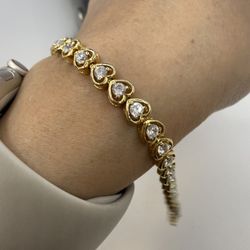 18k Plated From Brazil High Quality 7.5” Cubic Zirconia Stones Pulcera De Enchape Laminado 7.5” Piedras Finas De Zirconia 