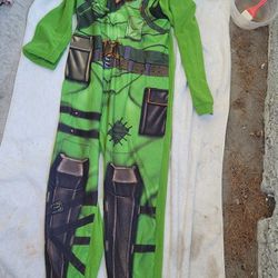 Fortnite Boy's Rex Union Suit Sleeper Hooded Pajamas Halloween costume kids 14/16 