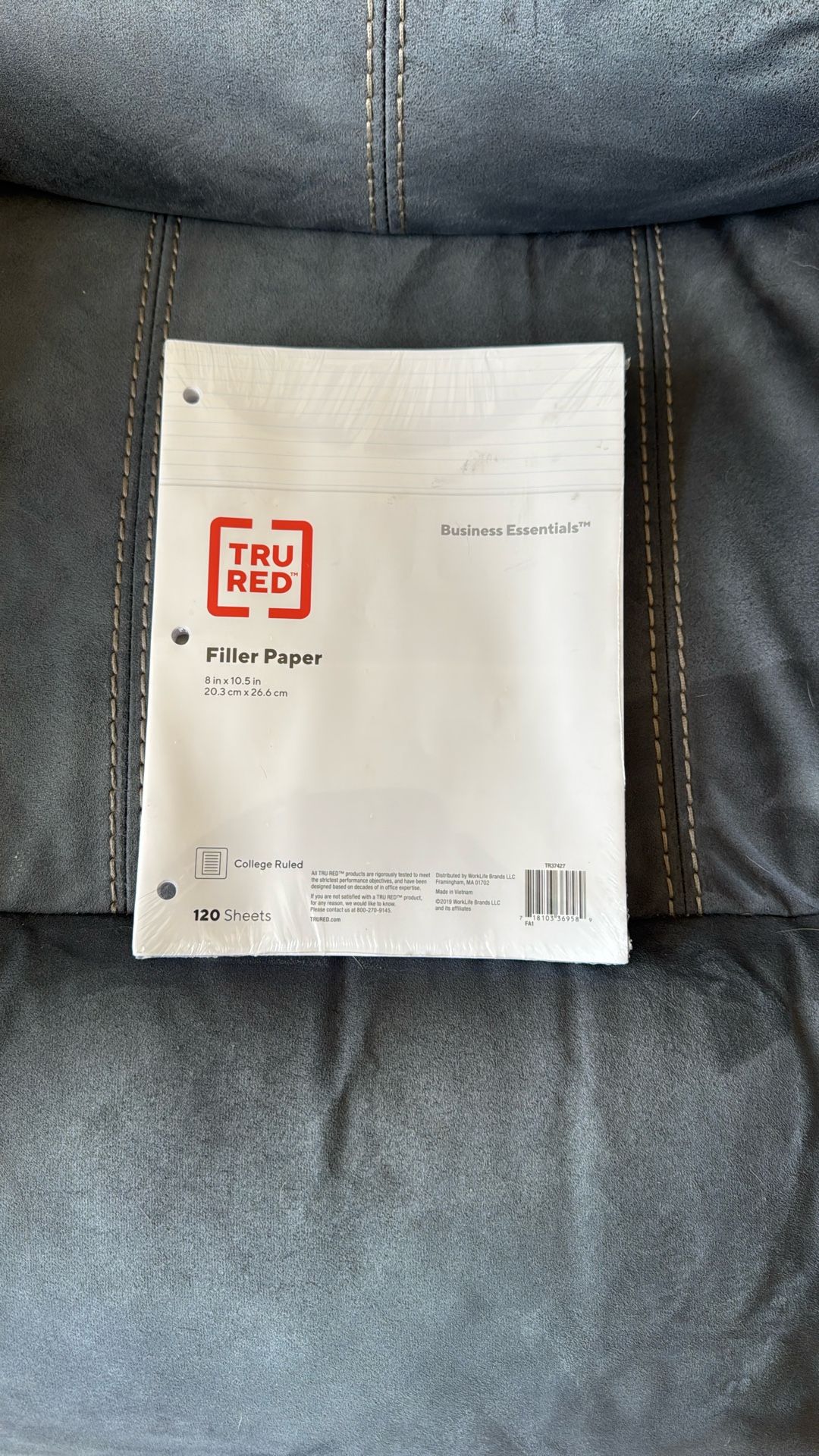 New Sealed 120 Sheets Tru Red 8” x 10.5” Lined College Ruled Filler Binder Paper