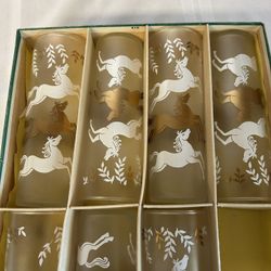 MCM  Calvacade Frosted Horse Tom Collins Glasses 