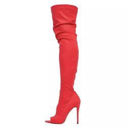 Ultra High Boots Over The Knee Peep Toe High Booties Heels Stiletto Slim Fit Suede Shoes Thigh Boots 