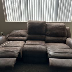 Brown Reclining Manual Couch