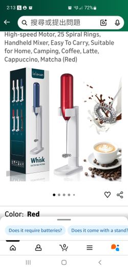 Electric Milk Mixer with Stand, 10,000 Rpm High-speed Motor, 25 Spiral Rings, Handheld Mixer, Easy To Carry, Suitable for Home, Camping, Coffee, Latte