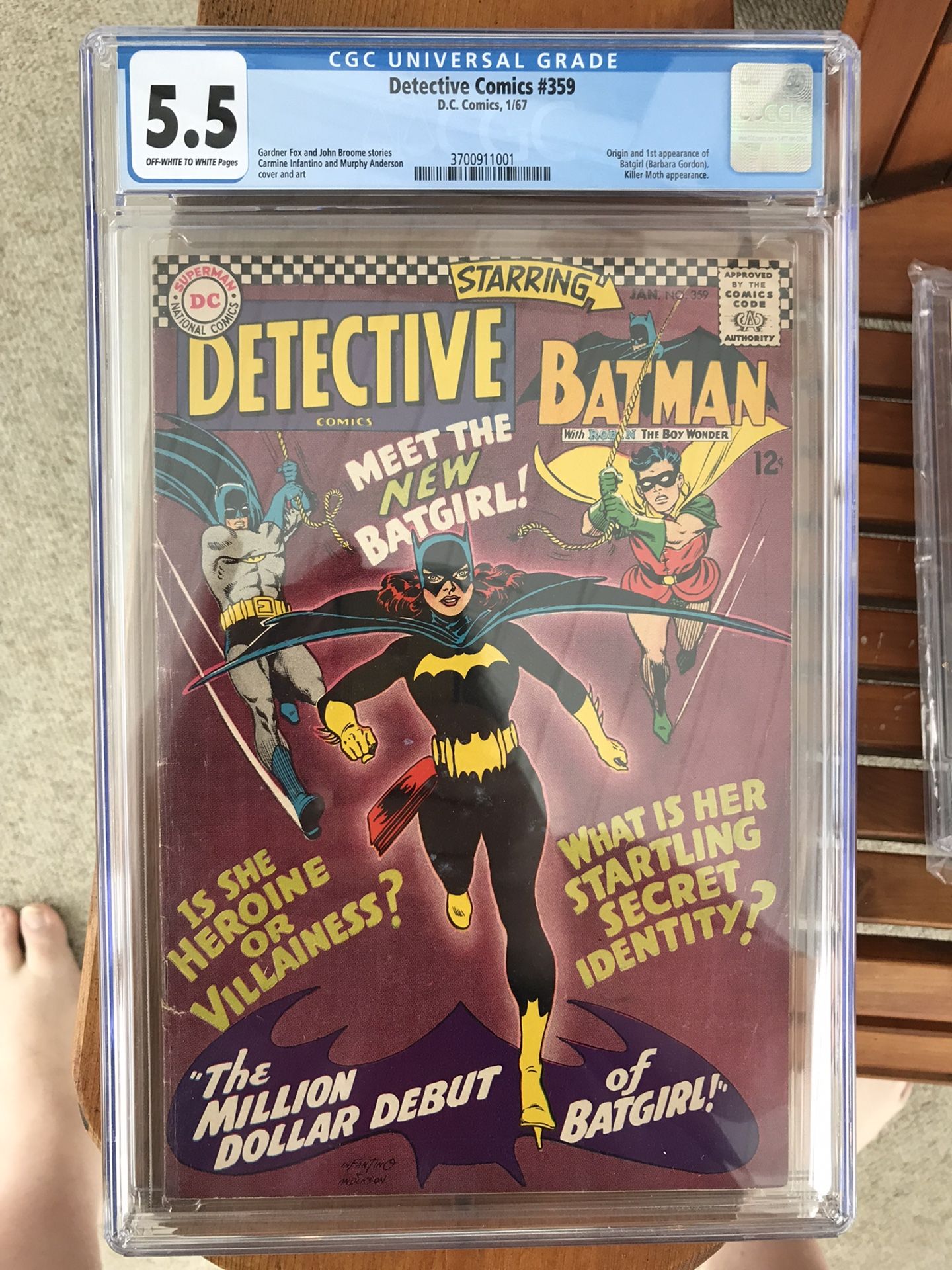 Detective Comics #359 (1967) CGC 5.5 — O/w to White Pages; 1st & Origin of Batgirl 