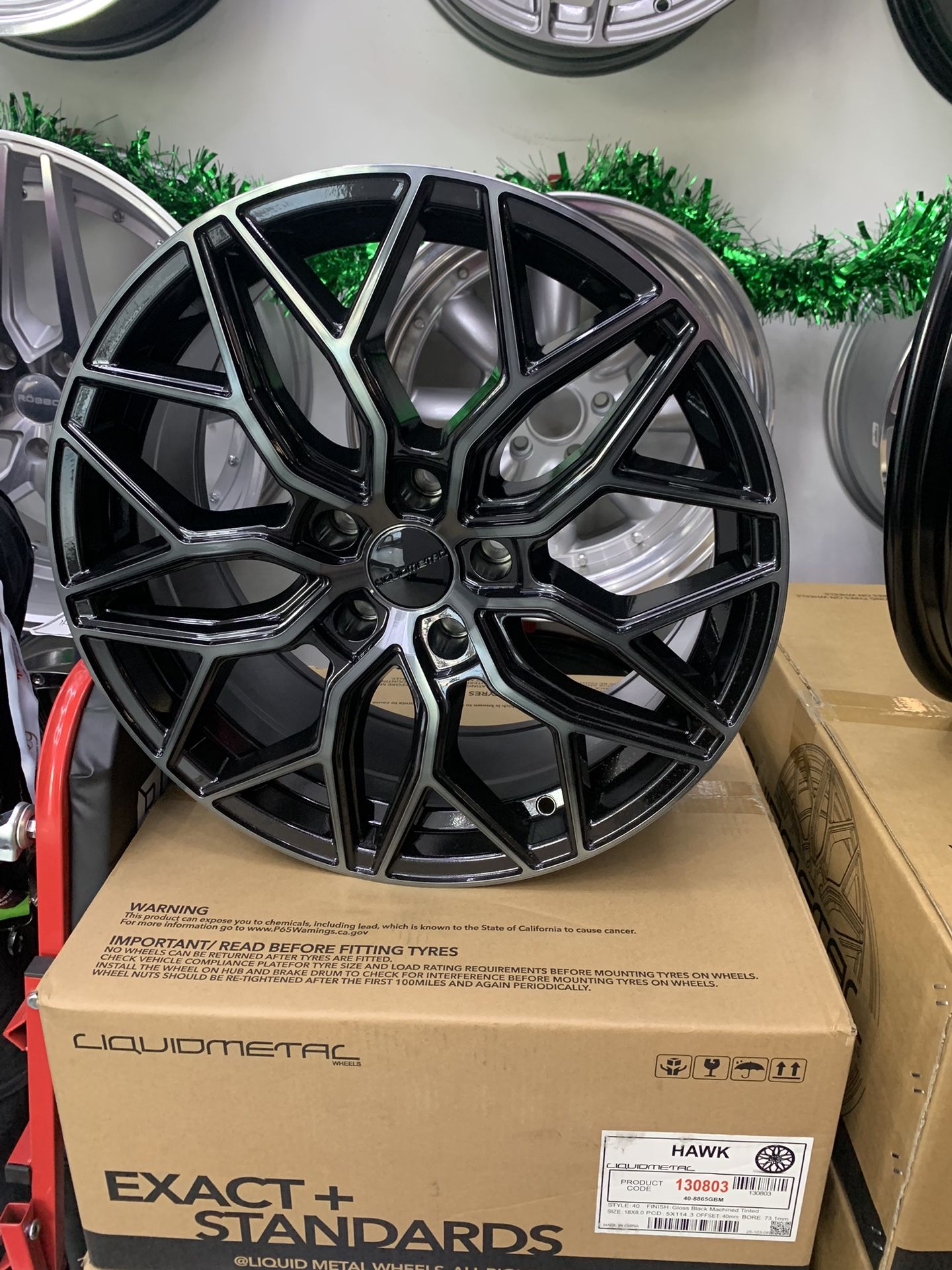 Liquid Metal Hawk 18x8 5x114 Full Set Wheels