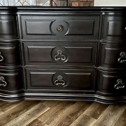 Large Dresser & Decorative Mirror, Magnussen Home Vellasca Collection, Antique Ebony