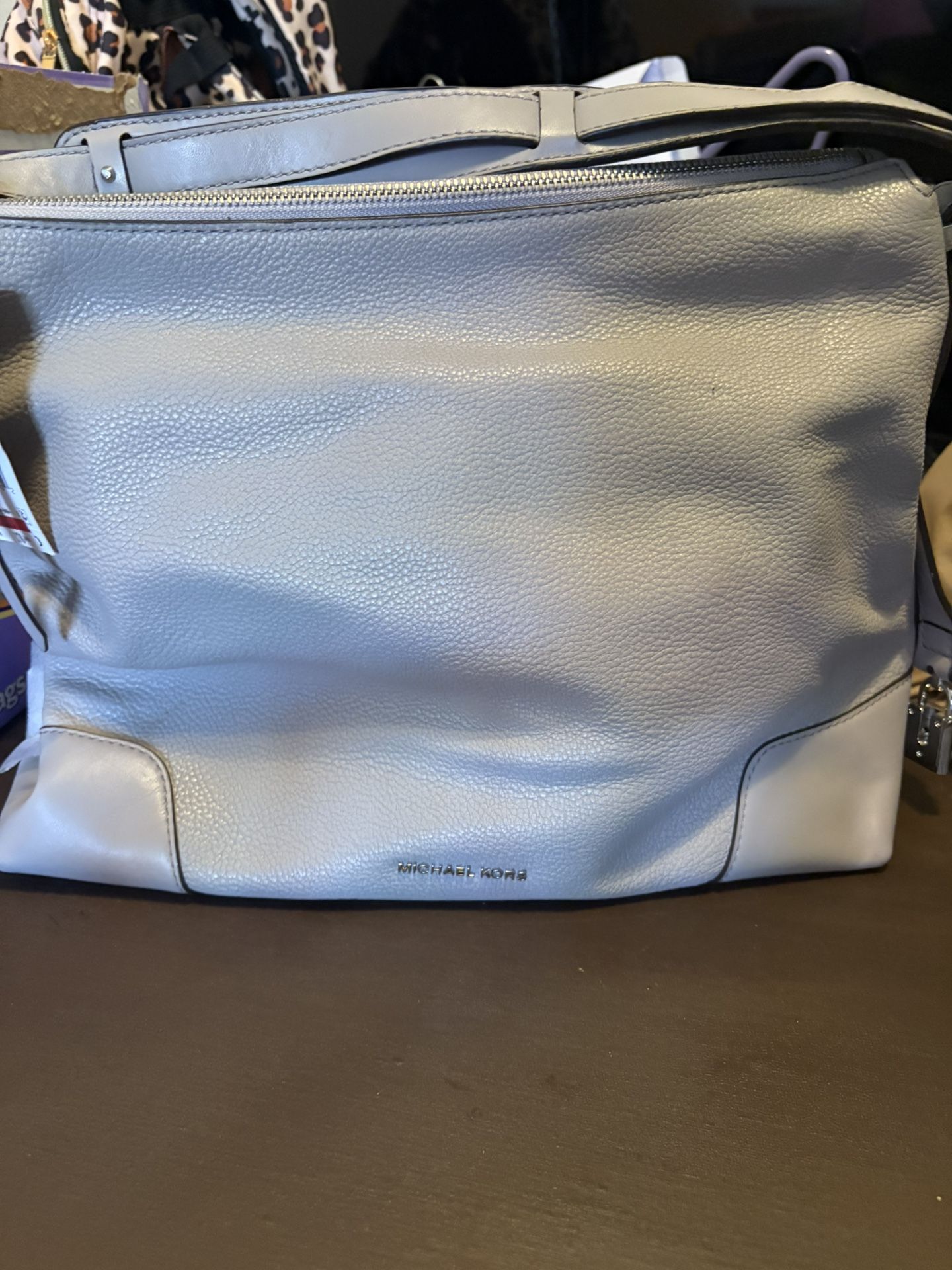 Michael Kors Off White Large Leather Shoulder Tote Bag