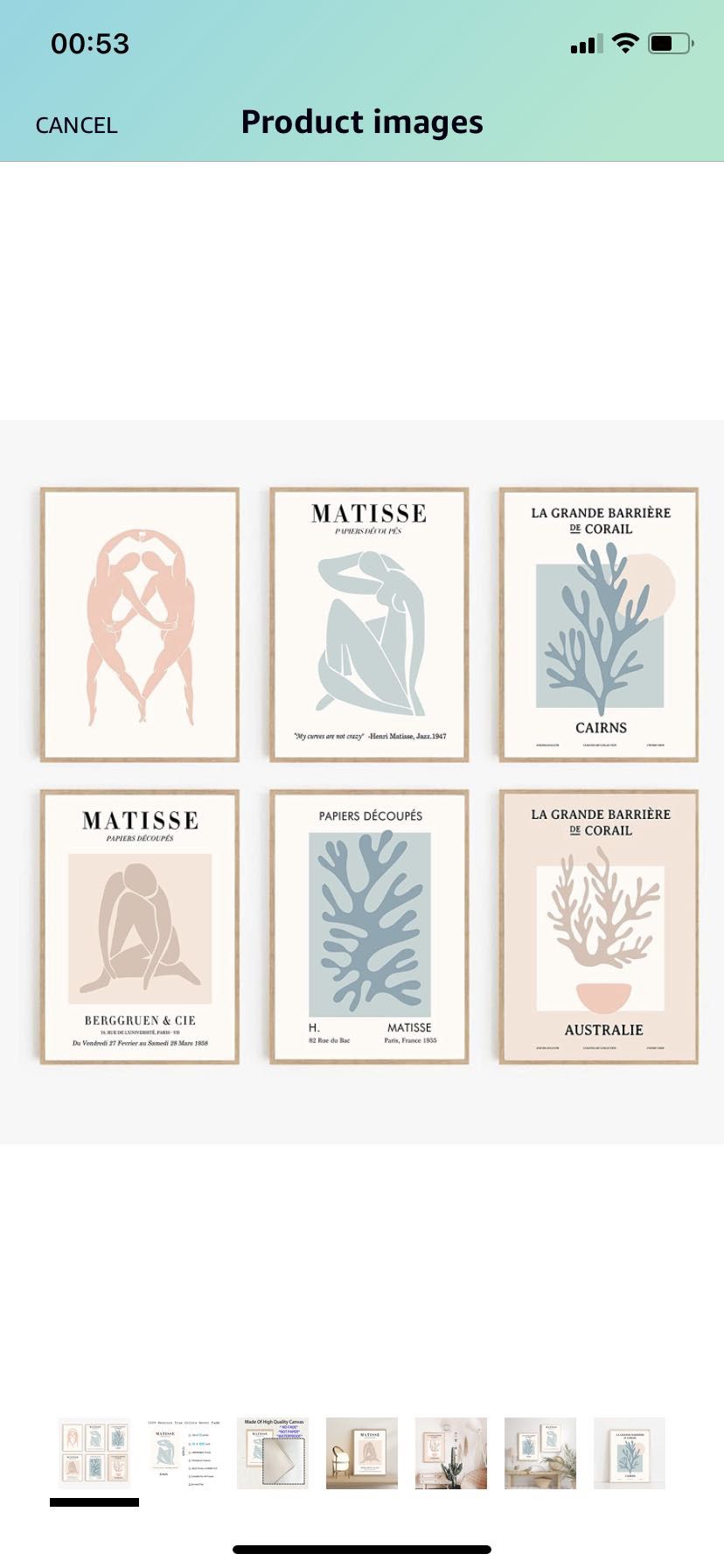 Bluetit Matisse Wall Art Posters Henri Matisse Prints for Room Decor Minimalist Abstract Wall Art Prints Set of 6 Unframed Prints 8X12 inch