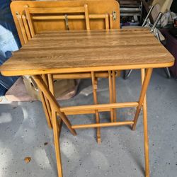 Two Wooden Foldable Dining Tables 