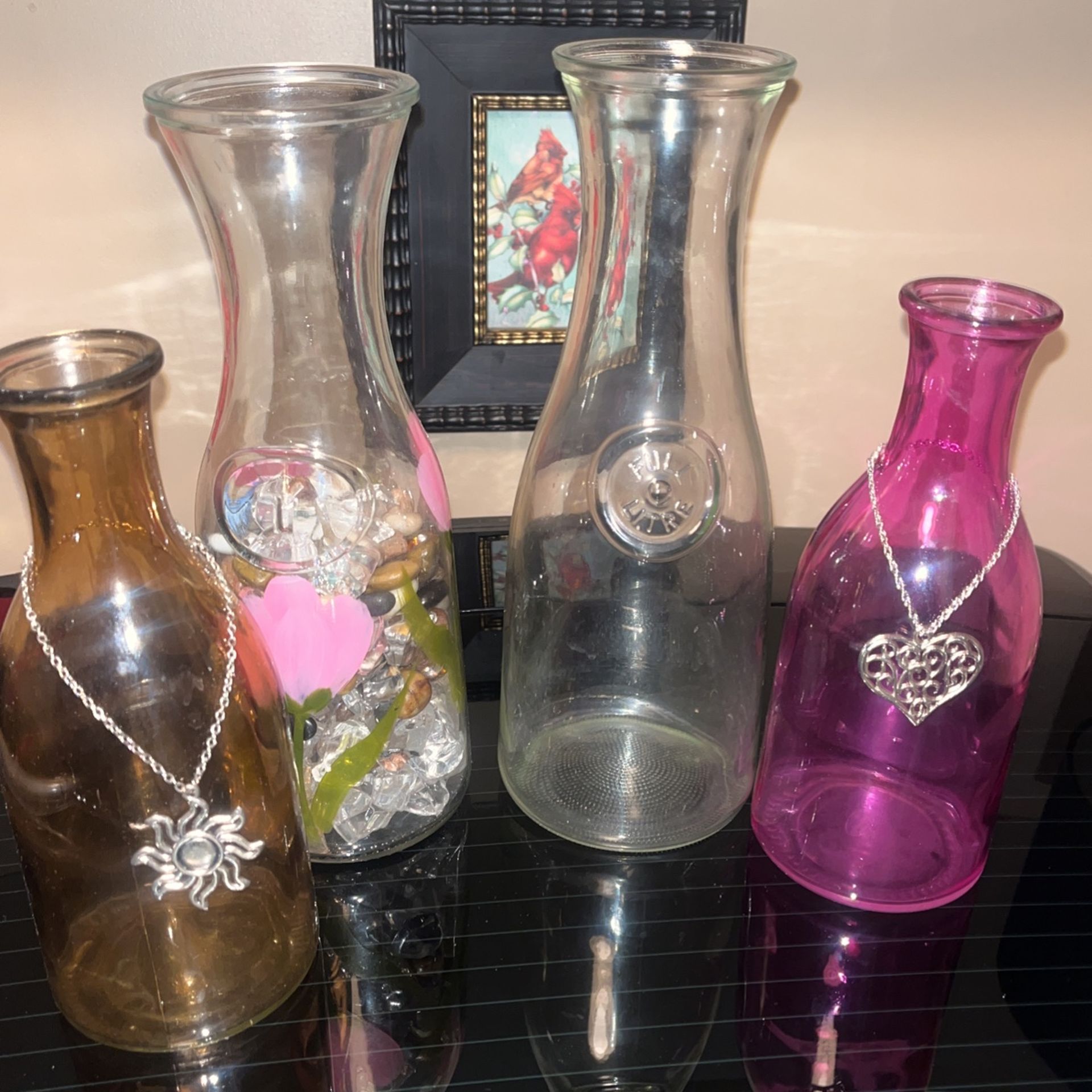 Four Flower Glass Vases